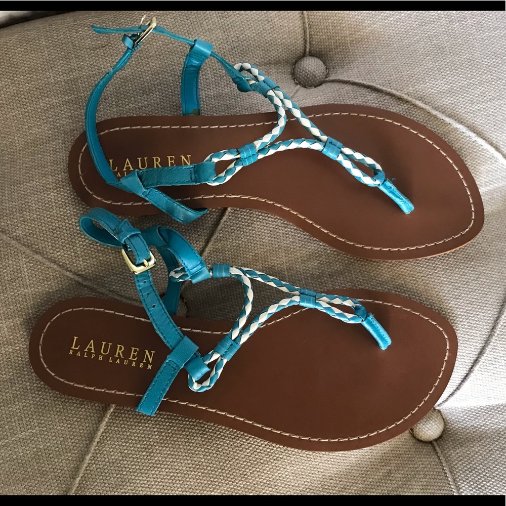 Ralph Lauren Blue and White Sandals